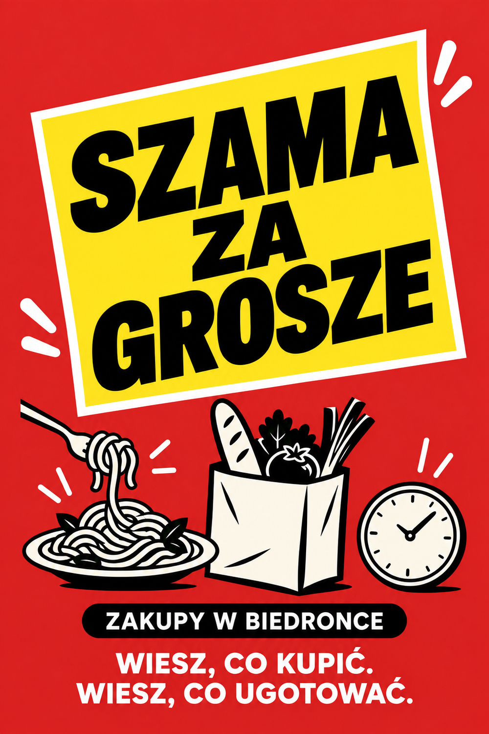 Szama za grosze — Zakupy w Biedronce. Oryginalna okładka ebooka.